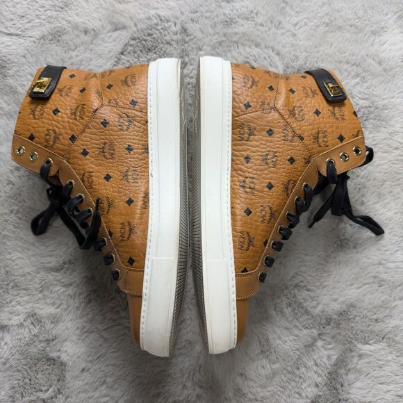 MCM High Top Brown Monogram Sneaker Men Size 43 Brown Leather Authentic main image 6